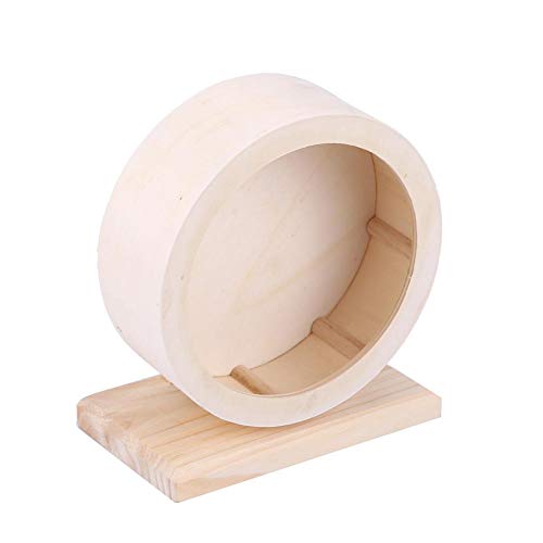 Hamster Wheel, Wooden Exercise Wheel Interactive Natural Roller Wheel Toy for Gerbils Chinchillas Hedgehogs Mice Other Small Animals(S)