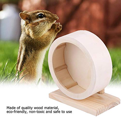 Hamster Wheel, Wooden Exercise Wheel Interactive Natural Roller Wheel Toy for Gerbils Chinchillas Hedgehogs Mice Other Small Animals(S)