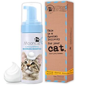 Mooncat Waterless Cat Shampoo, Licking Safe Dry Shampoo for Cats, No Rinse Foam Cat Bath, Grooming for Cat, Kitten Sensitive Skin, Dander Reducing, Paraben Free, pH Balanced (5 oz) Shampoo ONLY