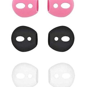 BLLQ AirPods Ear Tips Ear Gels Anti-Slip Earuds Cover Silicone Compatible with AirPods 2 & AirPods 1 or EarPods 【 Fit in The Charging Case 】 3 Pairs White/Black/Pink