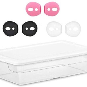 BLLQ AirPods Ear Tips Ear Gels Anti-Slip Earuds Cover Silicone Compatible with AirPods 2 & AirPods 1 or EarPods 【 Fit in The Charging Case 】 3 Pairs White/Black/Pink