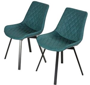 cortesi home azov swivel dining chairs, set of 2, deep aqua faux leather