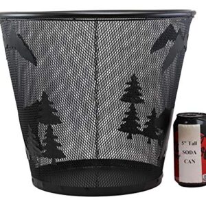 Ebros Wildlife Rustic Black Bears Roaming Pine Trees Forest by The Mountains Metal Wire Waste Basket Bin 14" Diameter Bear Home and Bathroom Accent Western Country Cabin Lodge Decorative Trash Can