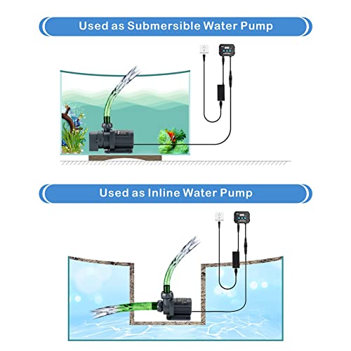 Hygger 24V DC Water Pump Submersible Saltwater Aquarium Sump Pump with LCD Display Controller 1720 GPH