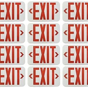 Ciata Red Led Emergency Exit Lights with Battery Backup - Emergency Fire Exit Sign, Light up Exit Sign, Lighted Exit Sign, Exit Signs for Business, Neon Exit Sign, Exit Sign Battery Powered - 12 Pack