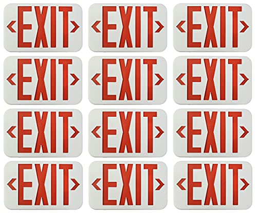 Ciata Red Led Emergency Exit Lights with Battery Backup - Emergency Fire Exit Sign, Light up Exit Sign, Lighted Exit Sign, Exit Signs for Business, Neon Exit Sign, Exit Sign Battery Powered - 12 Pack