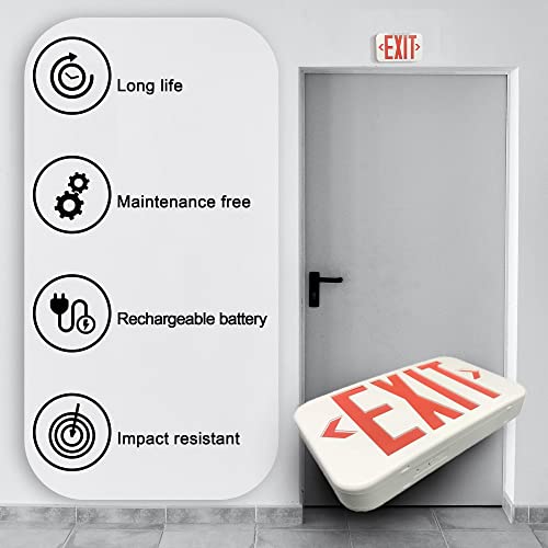 Ciata Red Led Emergency Exit Lights with Battery Backup - Emergency Fire Exit Sign, Light up Exit Sign, Lighted Exit Sign, Exit Signs for Business, Neon Exit Sign, Exit Sign Battery Powered - 12 Pack