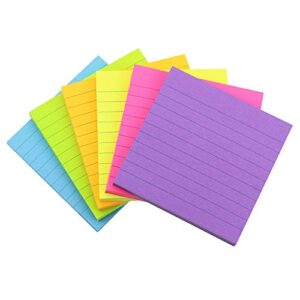 Early Buy Lined Sticky Notes with Lines 4x4 Self-Stick Notes 6 Bright Color 6 Pads, 70 Sheets/Pad