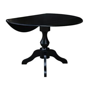 IC International Concepts 42" Round Dual Drop Leaf Pedestal, 30.3" H Dining Table, Black