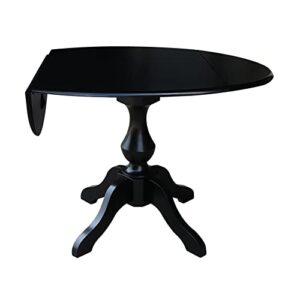 IC International Concepts 42" Round Dual Drop Leaf Pedestal, 30.3" H Dining Table, Black