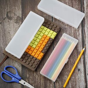 4 Pieces Plastic Pencil Case Plastic Stationery Case with Hinged Lid and Snap Closure for Pencils, Pens, Drill Bits, Office Supplies (White)