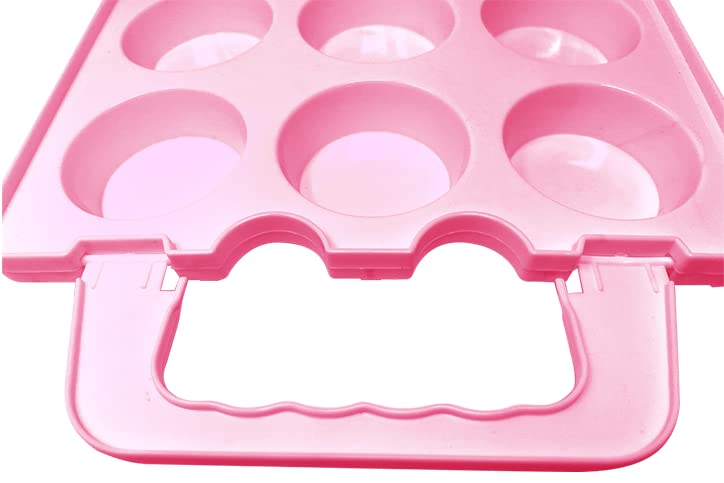 DuraCasa Cupcake Carrier, Cupcake Holder - Premium Upgraded Model - Store up to 36 Cupcakes or 3 Large Cakes - Stacking Cupcake Storage Container - Cookie, Muffin or Cake Carrier (Pink, Three Tier)