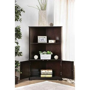 Furniture of America Cassidy Wood Multi-Storage Corner Bookshelf in Espresso