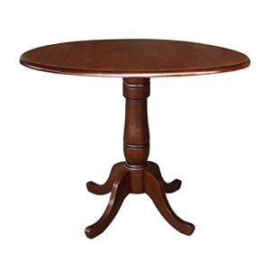 ic international concepts international concepts round hardwood dual drop leaf pedestal espresso dining table