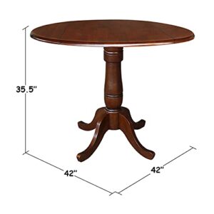 IC International Concepts International Concepts Round Hardwood Dual Drop Leaf Pedestal Espresso Dining Table