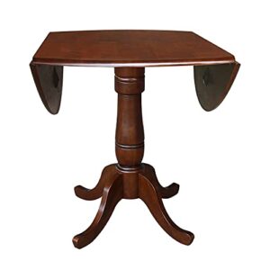 IC International Concepts International Concepts Round Hardwood Dual Drop Leaf Pedestal Espresso Dining Table