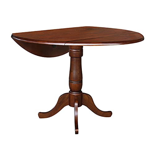 IC International Concepts International Concepts Round Hardwood Dual Drop Leaf Pedestal Espresso Dining Table