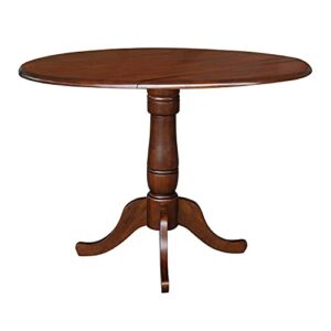 IC International Concepts International Concepts Round Hardwood Dual Drop Leaf Pedestal Espresso Dining Table