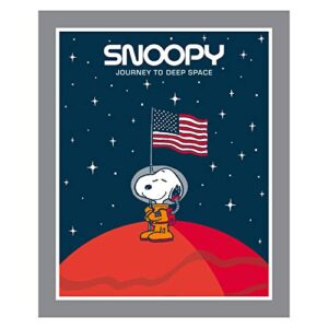 peanuts snoopy journey to deep space 36in panel grey quilt fabric