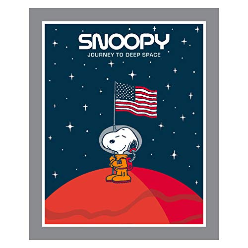 Peanuts Snoopy Journey to Deep Space 36in Panel Grey Quilt Fabric