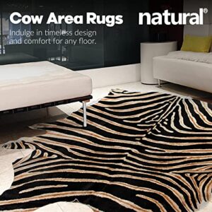 Natural Brazilian Cowhide Area Rugs for Living Room and Bedroom | Handmade 100% Cow Rug with Low Pile | Shed-Resistant Home and Office Rug, African Zebra, 6 ft x 7 ft