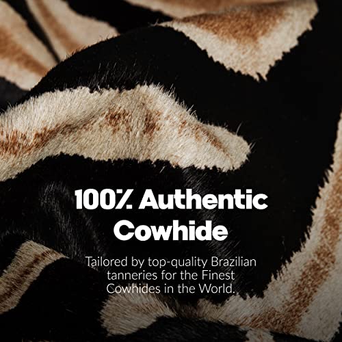 Natural Brazilian Cowhide Area Rugs for Living Room and Bedroom | Handmade 100% Cow Rug with Low Pile | Shed-Resistant Home and Office Rug, African Zebra, 6 ft x 7 ft