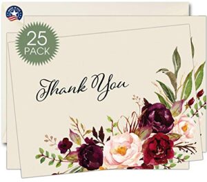 funeral thank you cards - sympathy bereavement thank you cards with envelopes - message inside (25, rose)