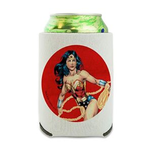 wonder woman character can cooler - drink sleeve hugger collapsible insulator - beverage insulated holder