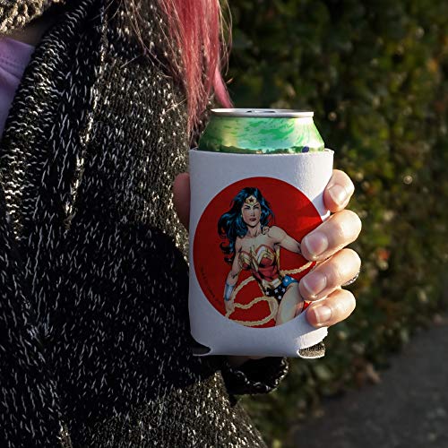 Wonder Woman Character Can Cooler - Drink Sleeve Hugger Collapsible Insulator - Beverage Insulated Holder