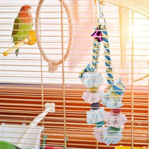 Bird Chew Toy, Colorful Mineral Stone Molar Toy with Bell Pet Birds Beak Grinding Swing for Macaw African Grey Amazon Cockatoo Budgie Parakeet Cockatiel Lovebird