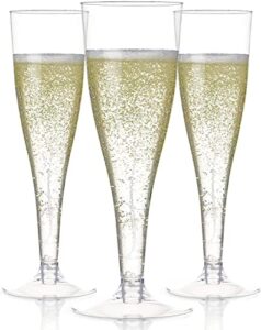 100 plastic champagne flutes disposable | clear plastic glasses for parties | toasting and mimosa glasses | wedding party bulk pack | new years eve party supplies 2023