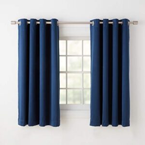 Amazon Basics 99% Room Darkening Theatre Grade Heavyweight Window Panel with Grommets and Thermal Insulated, Noise Reducing Liner - 52" x 54", Navy Blue