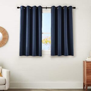 amazon basics 99% room darkening theatre grade heavyweight window panel with grommets and thermal insulated, noise reducing liner - 52" x 54", navy blue