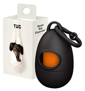 tug dog waste bag dispenser with dog poop bags, 15 bags per roll, with black dispenser