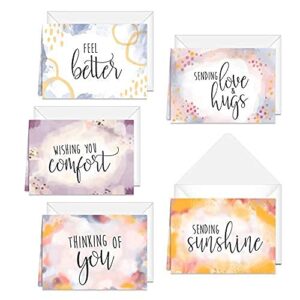 canopy street simple sentiments greeting cards / 25 encouragement note card pack with white envelopes / 5 thoughtful designs / 5"x 7" sympathy thinking of you cards