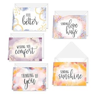 Canopy Street Simple Sentiments Greeting Cards / 25 Encouragement Note Card Pack With White Envelopes / 5 Thoughtful Designs / 5"x 7" Sympathy Thinking Of You Cards