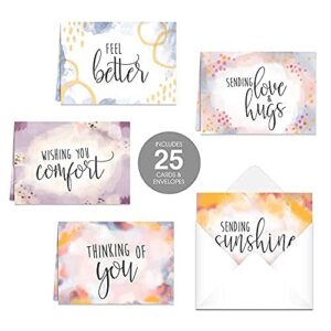Canopy Street Simple Sentiments Greeting Cards / 25 Encouragement Note Card Pack With White Envelopes / 5 Thoughtful Designs / 5"x 7" Sympathy Thinking Of You Cards