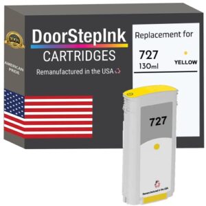doorstepink remanufactured in the usa ink cartridge replacements for hp 727 130ml yellow b3p21a for printers deskjet t1500 t2500 t930 t920