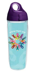tervis american cancer society - ribbons made in usa double walled insulated tumbler travel cup keeps drinks cold & hot, 24oz water bottle, classic