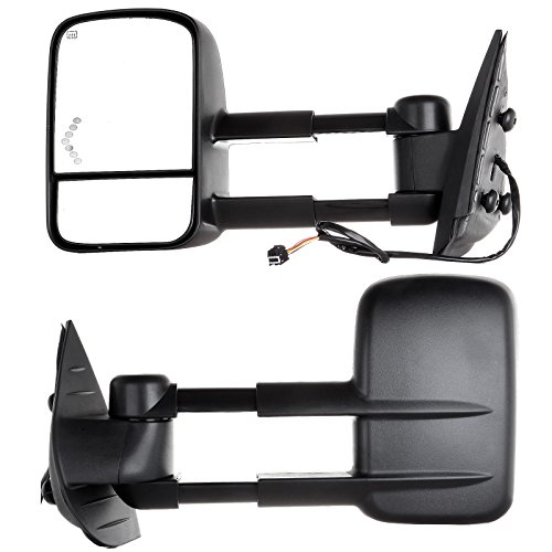 FEIPARTS Tow Mirrors Fit for 2007-2014 for Chevy for GMC 2007 for GMC Sierra 1500/2500 HD/3500 HD (Fit 07 New Body Style Only) Towing Mirrors with Left Right Power Black Heated Lens with LED Light