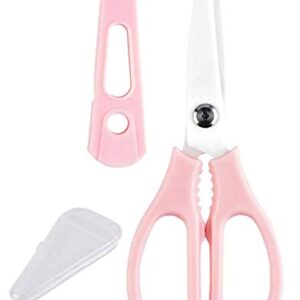 Ceramic Scissors,Healthy Baby Food Scissors with Cover Portable Shears (Pink)