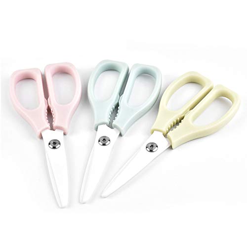 Ceramic Scissors,Healthy Baby Food Scissors with Cover Portable Shears (Pink)