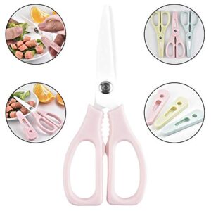 Ceramic Scissors,Healthy Baby Food Scissors with Cover Portable Shears (Pink)