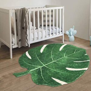 haocoo area rugs 3’x3.7’ green leaves faux wool bath mat non-slip door carpet soft luxury microfiber machine washable floor bathroom rug for doormats tub shower (3’x3.7’, leaves)