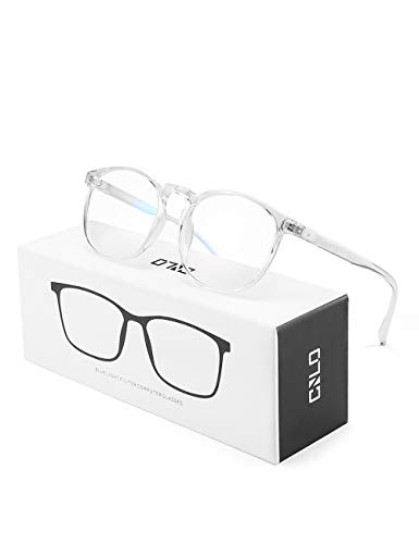 CNLO Blue light blocking Glasses,Computer Glasses,Gaming Glasses,TV Glasses，For UV Protection, Anti Eyestrain,Lightweight Frame Eyewear,Men/Women (Crystal)