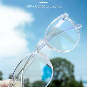 CNLO Blue light blocking Glasses,Computer Glasses,Gaming Glasses,TV Glasses，For UV Protection, Anti Eyestrain,Lightweight Frame Eyewear,Men/Women (Crystal)