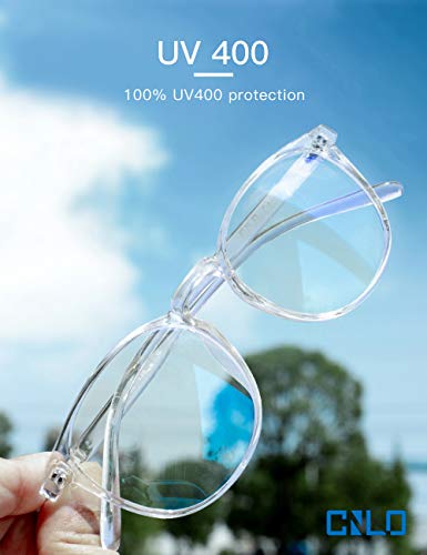 CNLO Blue light blocking Glasses,Computer Glasses,Gaming Glasses,TV Glasses，For UV Protection, Anti Eyestrain,Lightweight Frame Eyewear,Men/Women (Crystal)