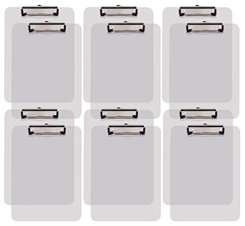 Clear Plastic Clipboards, 12 Pack, Durable, 12.5 x 9 Inch, Low Profile Clip, by Better Office Products, Translucent Clear, Set of 12