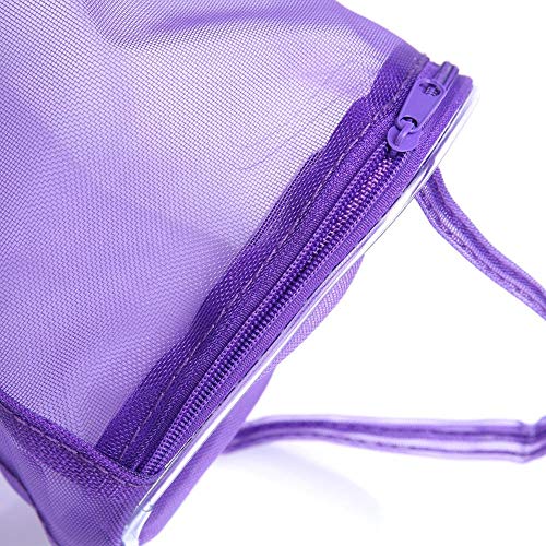 Mesh Bag Yarn Knitting Bags Holder Storage Organizer with High Capacity for Crochet Hooks Knitting Needles Project Supplies(L-Purple)