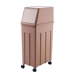 xfeng plastic waste bin large-capacity trash can with press lid 30 liters garbage bin on wheels rubbish recycling for kitchen, living room, outdoor, garden (color : coffee)
